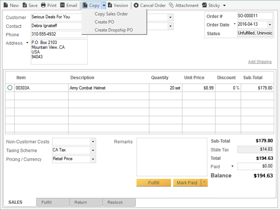 How Can I Create A Purchase Order From A Sales Order Support Inflow Inventory